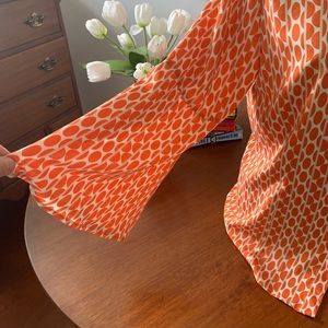 Chico’s button down blouse orange and white